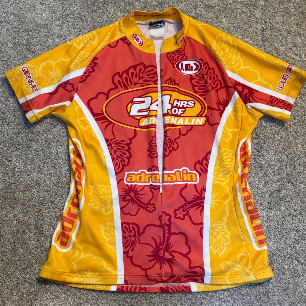 Louis Garneau Cycling Jersey Women 24 Hours of Adrenalin Fl oral Yellow Pockets